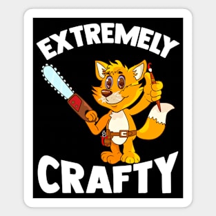 Extremely Crafty Cute Fox Woodworker For DIY and Creative Magnet